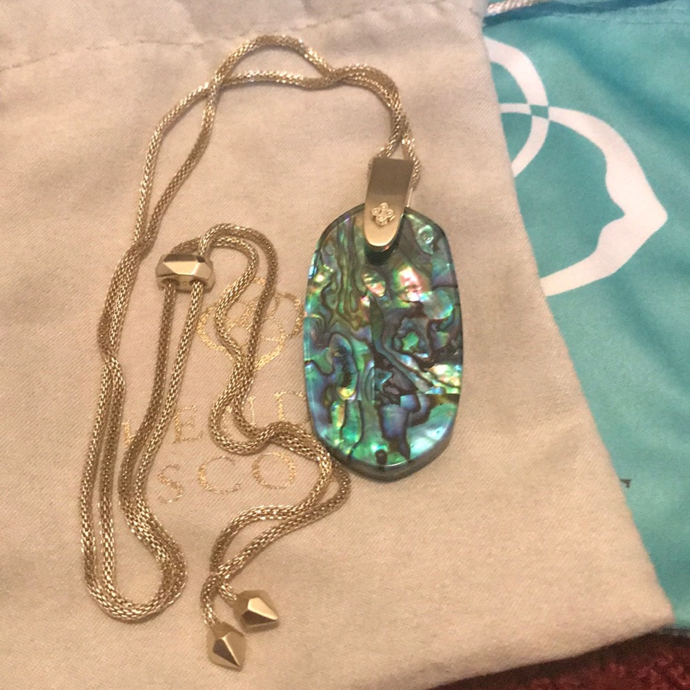Kendra Scott Reid necklace, gold and abalone